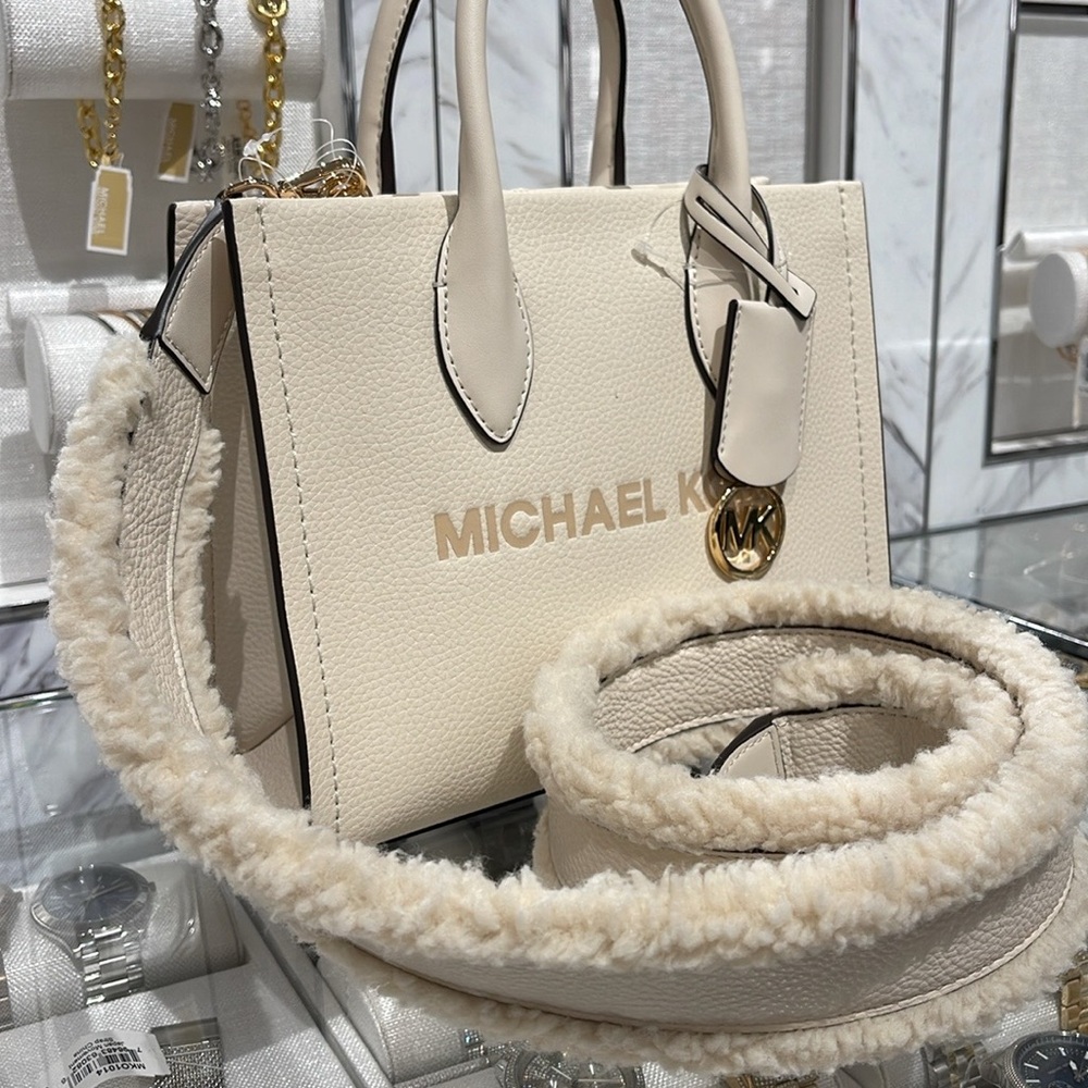 Michael Kors Mirella Small Pebbled Leather Shopper Top Zip Crossbody XBody nwt - Picture 15 of 16